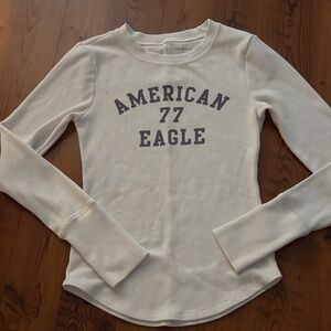 American Eagle Outfitters Cream Long Sleeve Tee